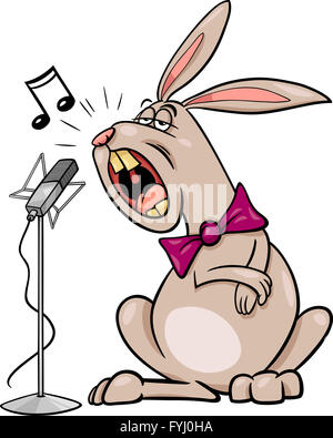 Il canto di coniglio illustrazione cartoon Foto Stock