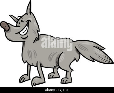 Lupo grigio animale illustrazione cartoon Foto Stock