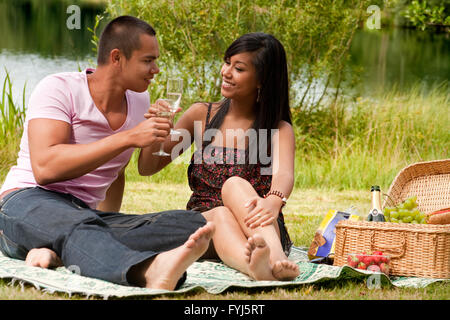 Toast con champagne Foto Stock