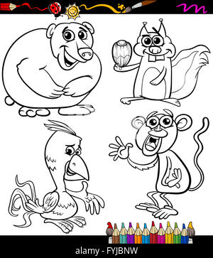 Animali serie cartoon libro da colorare Foto Stock