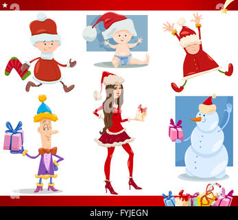 Babbo Natale e Natale cartoon impostato Foto Stock