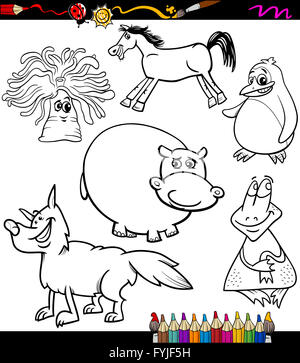 Animali serie cartoon libro da colorare Foto Stock