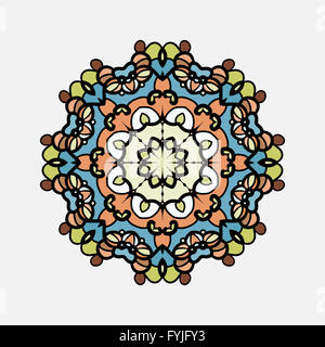 Mandala. Round ornamento Pattern. Vintage di elementi decorativi. Disegnata a mano sullo sfondo. L'Islam, l'Arabo, indiano, motivi ottomano. Foto Stock