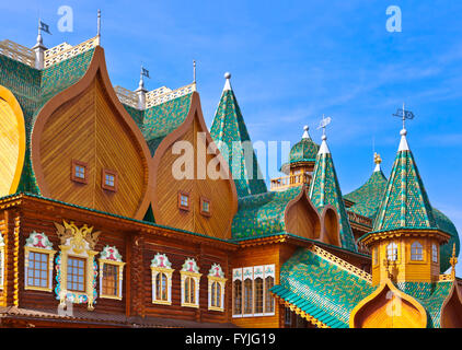 Palazzo di legno dello zar Alexey Mikhailovich in Kolomenskoe - Mosca Russia Foto Stock