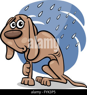 Senzatetto cane cartoon illustrazione Foto Stock