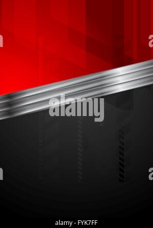 Rosso e nero tech sfondo con striscia metallica Foto Stock