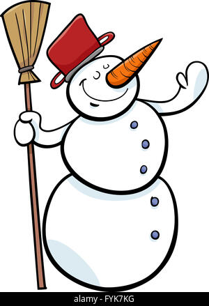 Happy snowman cartoon illustrazione Foto Stock