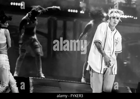 Auburn Hills, Michigan, Stati Uniti d'America. Xxv Aprile, 2016. JUSTIN BIEBER eseguendo sul suo scopo World Tour al Palace di Auburn Hills in Auburn Hills, MI sul 25 aprile 2016 © Marc Nader/ZUMA filo/Alamy Live News Foto Stock