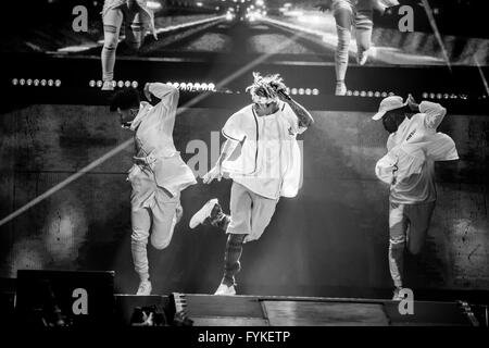 Auburn Hills, Michigan, Stati Uniti d'America. Xxv Aprile, 2016. JUSTIN BIEBER eseguendo sul suo scopo World Tour al Palace di Auburn Hills in Auburn Hills, MI sul 25 aprile 2016 © Marc Nader/ZUMA filo/Alamy Live News Foto Stock