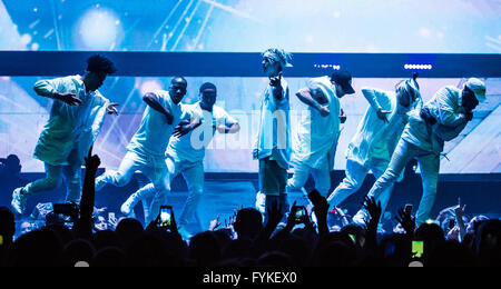 Auburn Hills, Michigan, Stati Uniti d'America. Xxv Aprile, 2016. JUSTIN BIEBER eseguendo sul suo scopo World Tour al Palace di Auburn Hills in Auburn Hills, MI sul 25 aprile 2016 © Marc Nader/ZUMA filo/Alamy Live News Foto Stock