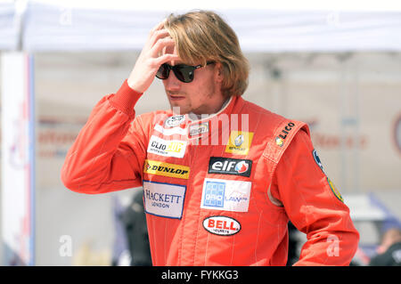 Freddie hunt, figlio del campione F1 James Hunt al 2016 Silverstone classic media day, a Silverstone, Northamptonshire. Regno Unito. Credito: Denis Kennedy/Alamy Live News Foto Stock