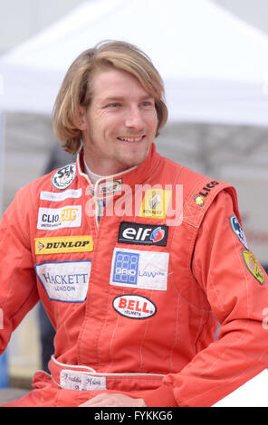 Freddie Hunt, figlio del campione F1 James Hunt al 2016 Silverstone classic media day, a Silverstone, Northamptonshire. Regno Unito. Credito: Denis Kennedy/Alamy Live News Foto Stock