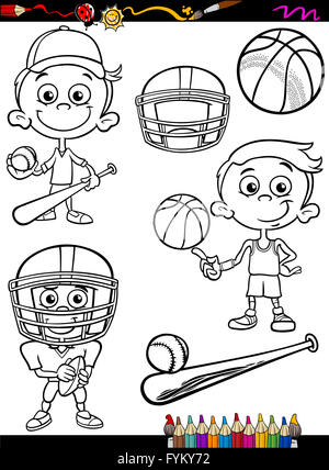 Sport ragazzo serie cartoon pagina di colorazione Foto Stock