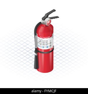 Estintore isometrica di una attrezzatura di sicurezza illustrazione vettoriale Illustrazione Vettoriale