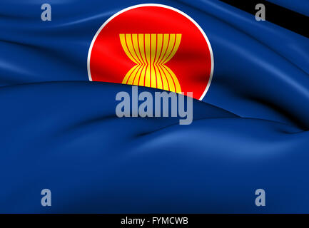 Bandiera dell'ASEAN. Close up. 3D. Foto Stock