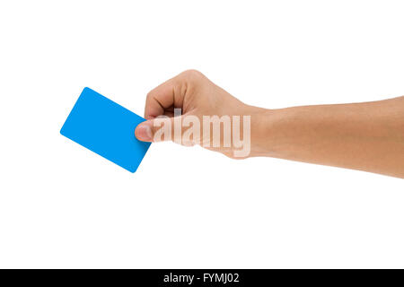 Mano che tiene in plastica carta di credito Foto Stock