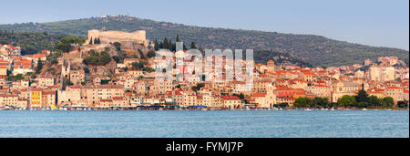 Vista panoramica della citta di Sebenico in Dalmazia, Croazia Foto Stock