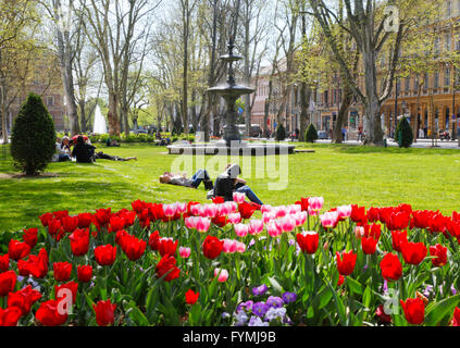 Zagabria, parco Zrinjevac in primavera Foto Stock