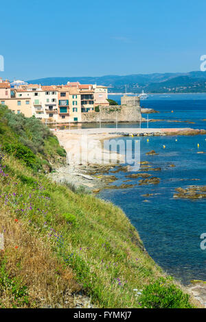 Saint Tropez, spiaggia urbana di La Ponche, Var, Provence Alpes Cote d Azur regione, Francia Foto Stock