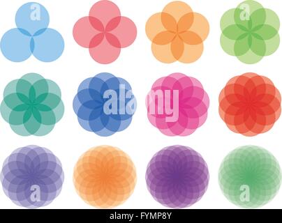 Round set di ornamenti. Abstract fiori creative Illustrazione Vettoriale