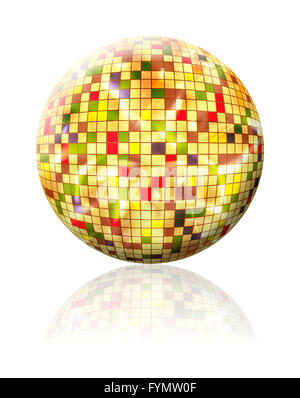 Sfera colorata con quadrati colorati su sfondo bianco isolato Foto Stock