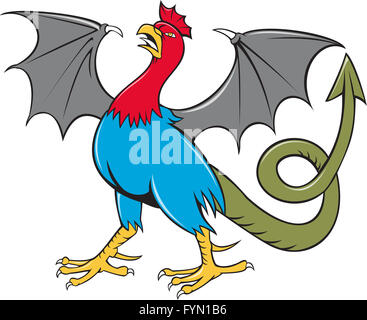 Basilisk ala di pipistrello Cartoon Incoronata Foto Stock