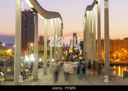 La Rambla de Mar, passerella, Port Vell di Barcellona, Spagna Foto Stock