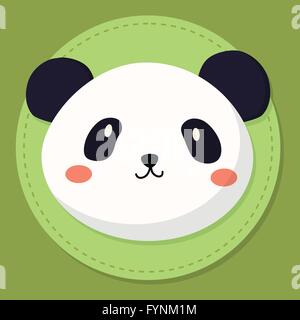 Grazioso Panda testa Cartoon Illustrazione Vettoriale