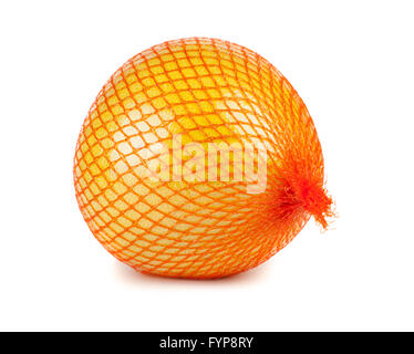 La frutta pomelo avvolti in plastica reticolo Foto Stock