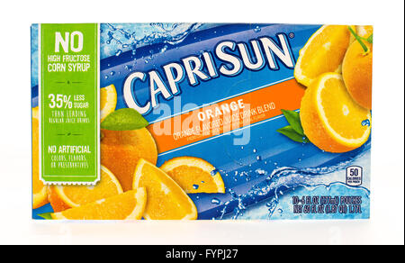 Winneconni, WI - 29 Giugno 2015: casella di Caprisun bevande in aroma di arancio Foto Stock