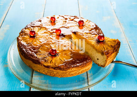 Sottosopra torta di ananas Foto Stock