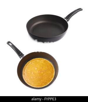Padella con e senza la frittata Foto Stock