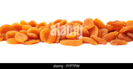 Secchi albicocche arancione su sfondo bianco Foto Stock