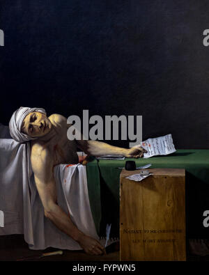 La morte di Marat, Marat Assassine, da Jacques-Louis David, 1794, il Musee du Louvre, Parigi Francia, Europa Foto Stock