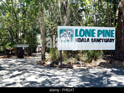 Ingresso segno "Lone Pine Koala Sanctuary', Fig Tree Pocket, Brisbane, Queensland, Australia Foto Stock