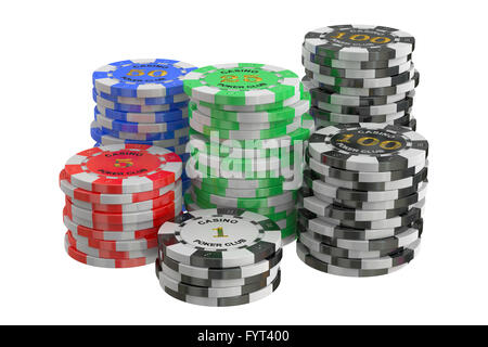 I gettoni Casino pila, 3D rendering isolati su sfondo bianco Foto Stock