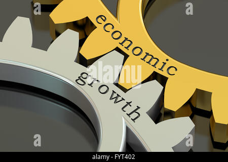 La crescita economica concetto sulle ruote dentate, rendering 3D Foto Stock