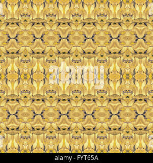 Collage digitale tecnica floreale stilizzato motivo geometrico decorativo seamless design pattern in vibranti toni gialli e blu Foto Stock