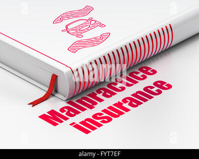 Concetto di assicurazione: prenotare auto e Palm, malversazioni assicurazione su sfondo bianco Foto Stock