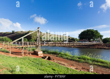 Vista del famoso ponte oscillante in Hanapepe Kauai Foto Stock