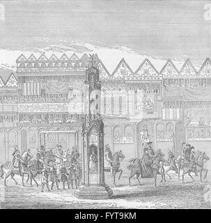 CHEAPSIDE CROCE: vista in 1547. Edoardo VI della incoronazione processione. Londra, c1880 Foto Stock