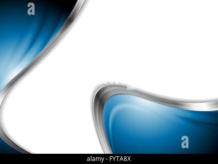 Abstract blue design liscio con onde di metallo Foto Stock