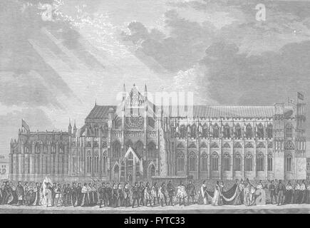 WESTMINSTER: Incoronazione processione di Anne Boleyn Westminster Abbey, c1880 Foto Stock