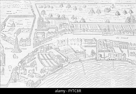 Il filamento: vista in 1560 (da th mappa di Ralph Aggas). Londra, c1880 Foto Stock