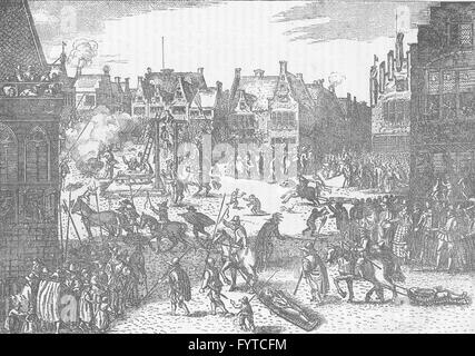 La polvere da sparo trama: esecuzione dei cospiratori nel 1606. Londra, antica stampa c1880 Foto Stock