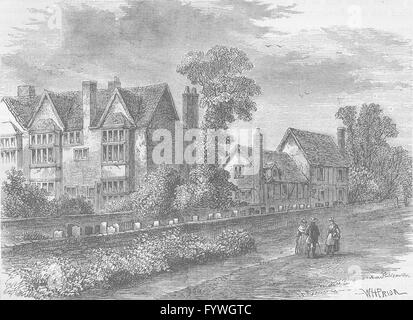 HACKNEY: il bianco e nero House, 1800. Londra, antica stampa c1880 Foto Stock