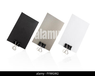 Blank business cards su bianco Foto Stock