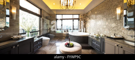 Pano interno di bagno moderno Foto Stock