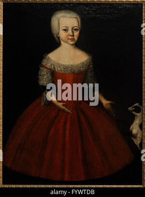 Ritratto di una ragazza Anna Amalia Horst, 1740. Artista sconosciuto. Olio su tela. Lo stato Museo Hermitage. San Pietroburgo. La Russia. Foto Stock