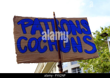 Montpelllier, Languedoc-Roussillon, Francia: 28 Aprile, 2016. Manifestazione contro la riforma El Khomri del codice francese del lavoro. Foto Stock